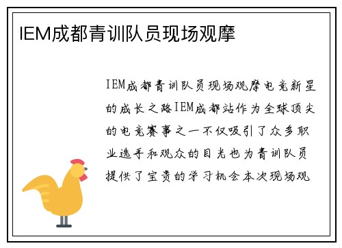 IEM成都青训队员现场观摩